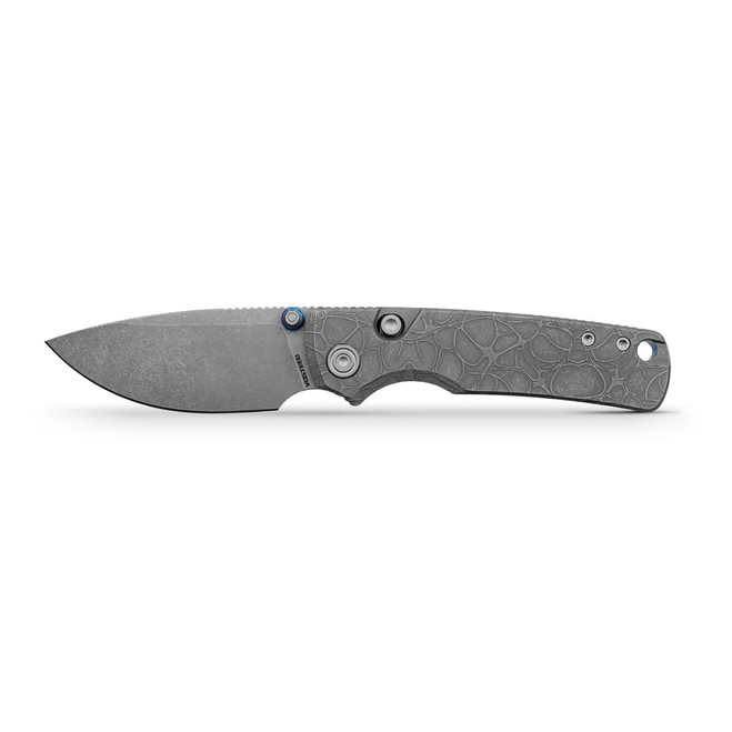 Vosteed Porcupine TiSlim Folding Knife Acid Wash Gray Titanium Handle S90V Drop Point Plain Edge Acid Wash/Stonewash Finish A4805