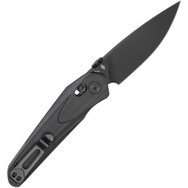 Bestech Mothus Folding Knife Black G10 Handle 14C28N Drop Point Plain Edge Black PVD Finish BG67G