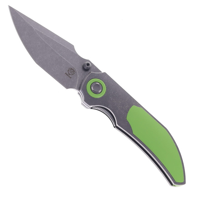 Poikilio Standard Folding Knife Green Titanium Handle M398 Harpoon Plain Edge DSW Finish COL-CAS-STDDSW-398-TI-GRN-1P