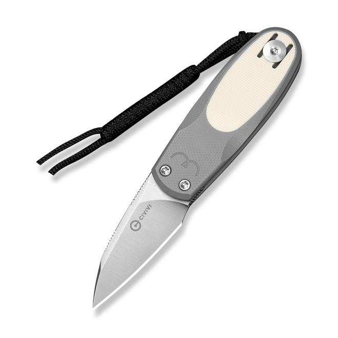 Civivi Purr Folding Knife Gray/Off White G10 Handle Nitro-V Plain Edge Satin Finish C25054-1