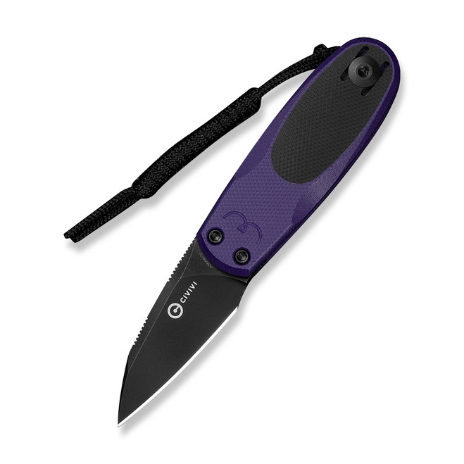 Civivi Purr Folding Knife Purple/Black G10 Handle Nitro-V Plain Edge Black Stonewash Finish C25054-3