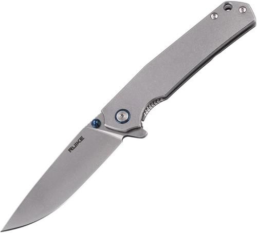 Ruike Flipper Pocket Knife P801SF Linerlock Satin Stainless Handle Plain Blade