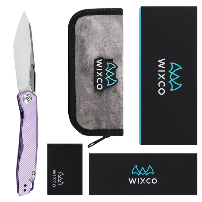 Wixco Fenix Folding Knife Purple Aluminum Handle N690 Plain Edge