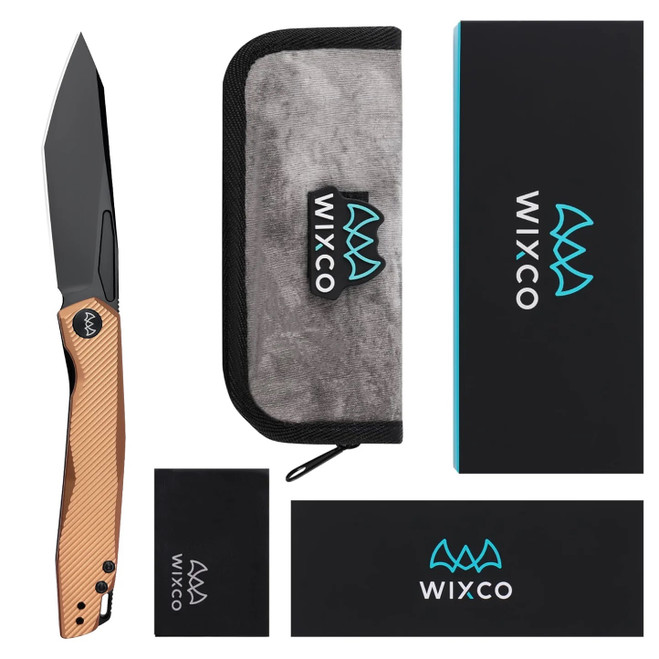 Wixco Fenix Folding Knife Orange Aluminum Handle N690 Plain Black