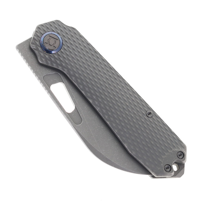 Kunwu Knives Diablo Folding Knife Stonewashed Textured TItanium