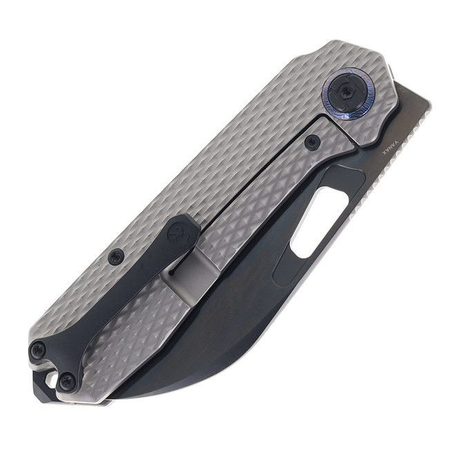 Kunwu Knives Diablo Folding Knife Reverse Tux Textured TItanium