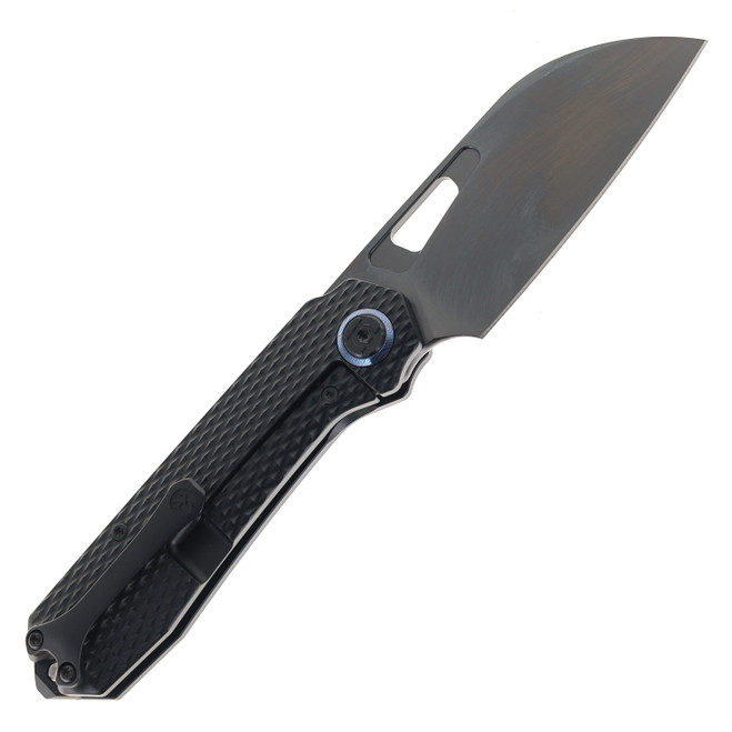Kunwu Knives Diablo Folding Knife Black PVD Textured Titanium