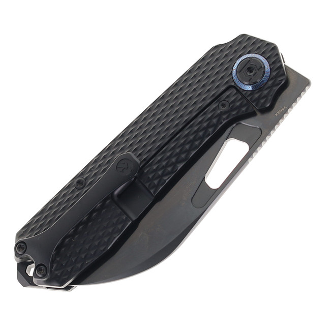 Kunwu Knives Diablo Folding Knife Black PVD Textured Titanium