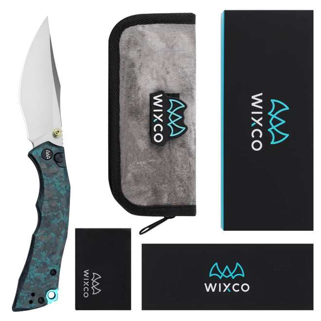 Wixco Jugger Folding Knife Blue/Black Carbon Fiber Handle N690