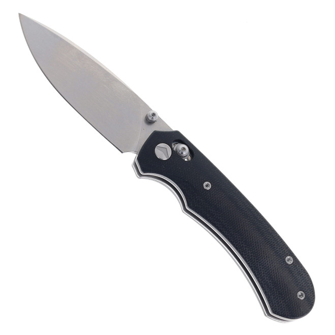 FerraMonster Spectrum Folding Knife Black Canvas Micarta Handle 154CM Plain Edge Stonewash Finish FM23004CP-A