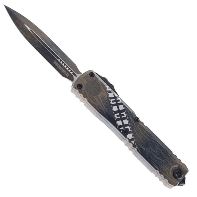 Microtech Ultratech Gen IV Automatic OTF Signature Series Wookie Themed Aluminum Handle D/E M390MK Blade 11224-1WK