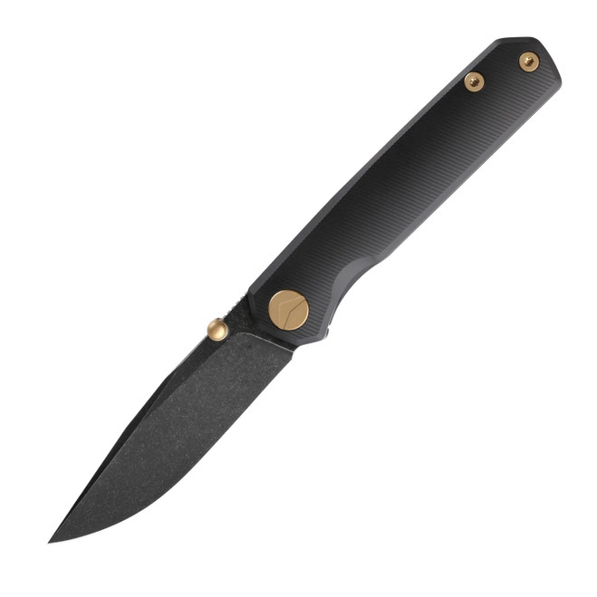 FerraMonster Kroma Folding Knife Black Titanium Handle Elmax Plain Black Blade FM23008-D