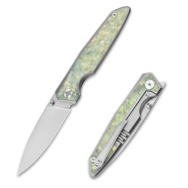 FerraMonster Urbangrip V2 Folding Knife Grey Titanium/Carbon Fiber Handle M390 Plain Edge Beadblast Finish FM23001-F