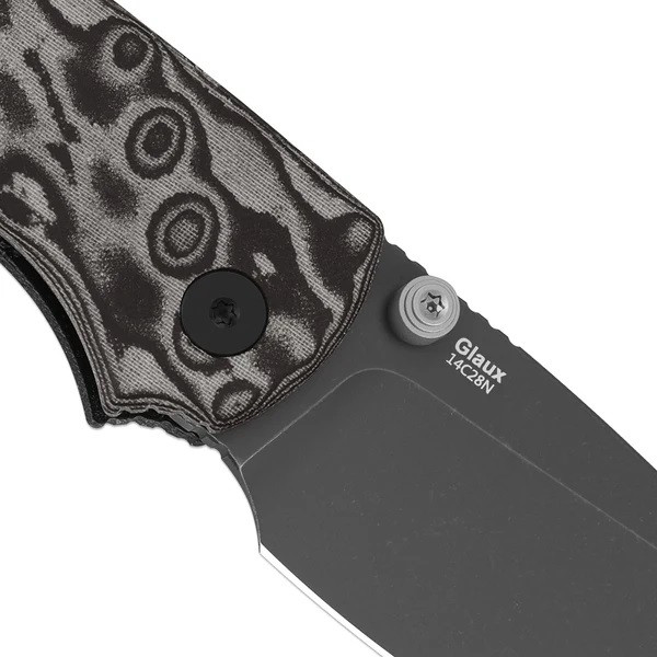 の Kizer Glaux Folding Knife Black Vortex Pattern Micarta Handle