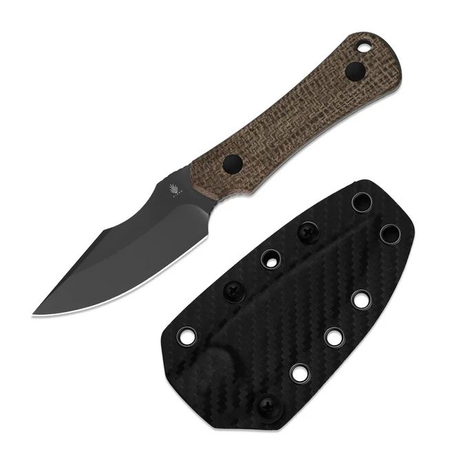 Kizer Bone Folding Knife Brown Norplex UltreX™ Micarta Handle 3V Drop Point Matte DLC Ultra Finish 1122A1