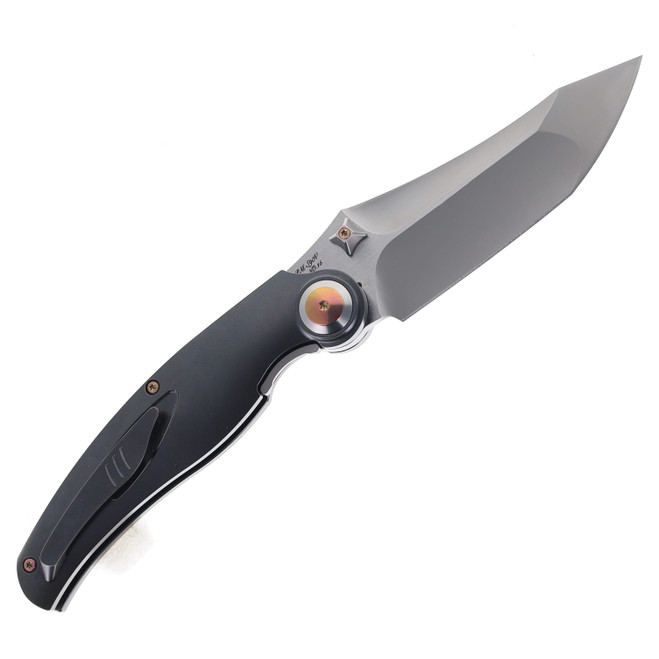 Rike Hunter Folding Knife Dark Grey Titanium & Rust Orange Carbon