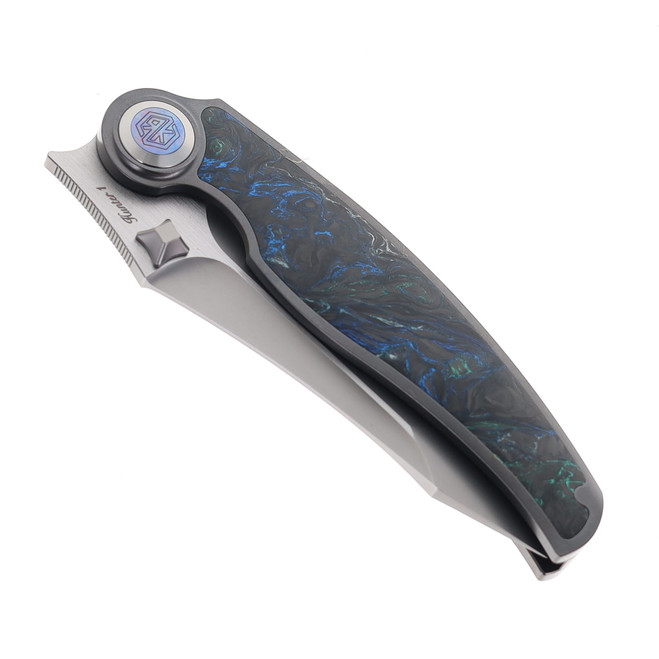 専用２ Rike Hunter Folding Knife Dark Grey Titanium & Blue/Green Carbon