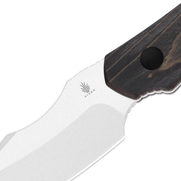 Kizer Bone Fixed Blade Knife Black Stabilized Wood Handle AEB-L