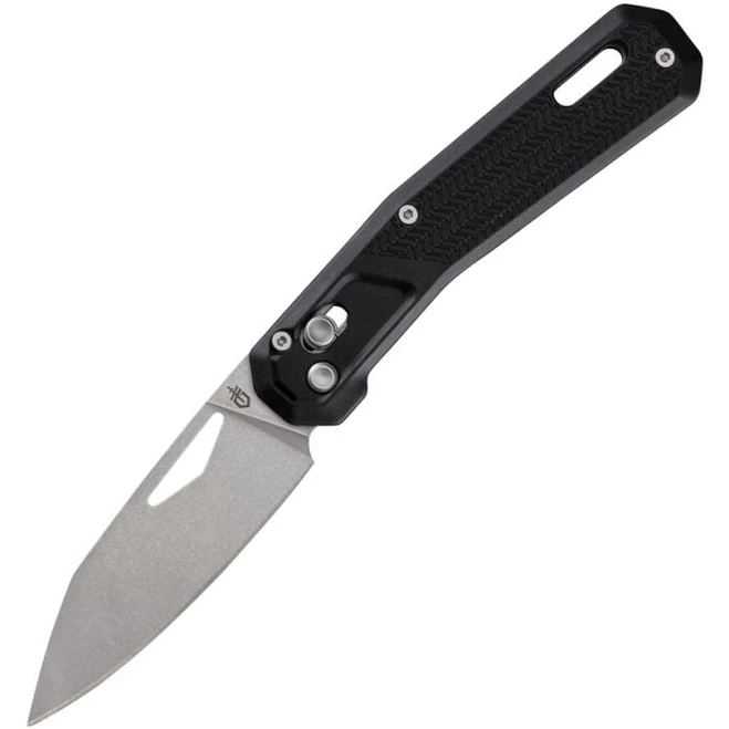 Gerber Vista Pivot Lock Folding Knife Black GFN Handle 440A Drop Point Plain Edge Stonewash Finish G1078344