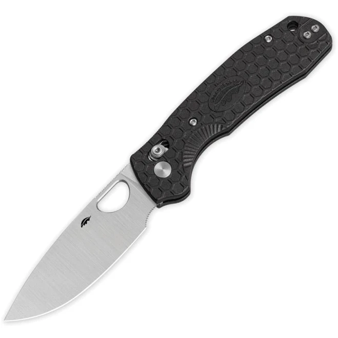 Honey Badger Crossbolt Lock Folding Knife Black FRN Handle 8Cr13MoV Drop Point Plain Edge Satin Finish HB6001