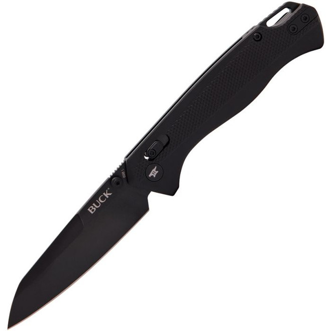Buck Ferrox Folding Knife Black Aluminum Handle Reverse Tanto Plain Black Blade 698BKS
