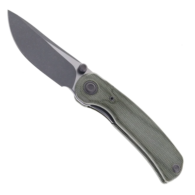 Kizer Pioneer Folding Knife Green Micarta Handle Gray Stonewashed/Satin 14c28n Blade ZX-FK03-M4