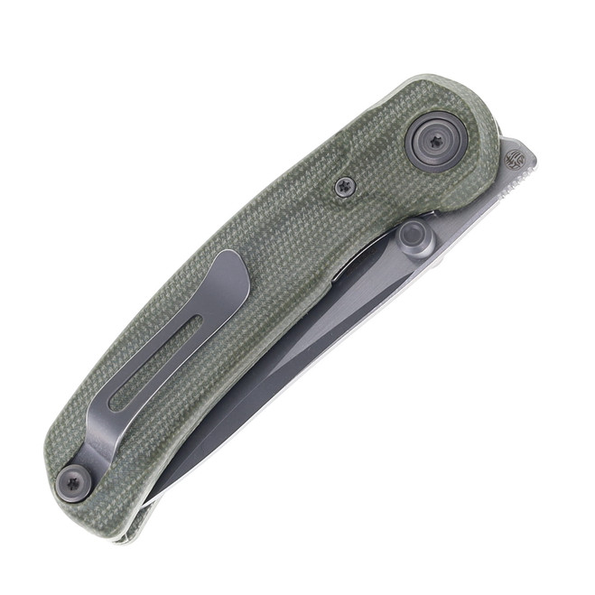 Kizer Pioneer Folding Knife Green Micarta Handle Gray Stonewashed