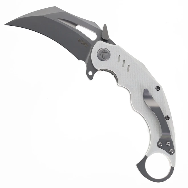 Kubey Wrath Folding Knife White G10 Handle 14C28N Plain Edge Beadblast Finish KU261L