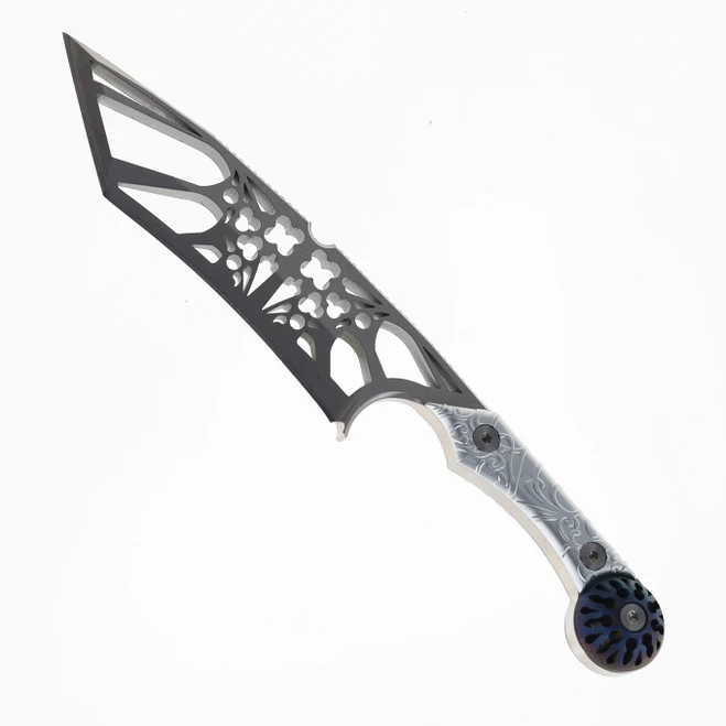 Midgards Lenore Folding Knife 3D Titanium Ball Handle 14C28N Plain Edge Satin Finish MM-LEN-FIX-3D