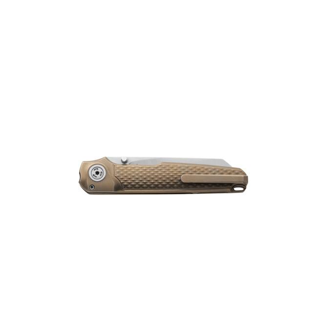 mi＊＊ MKM Miura Button Lock Folding Knife Solid Bronze Titanium Handle