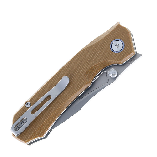 Remette Rhino Folding Knife CNC Machined Micarta Handle 14C28N