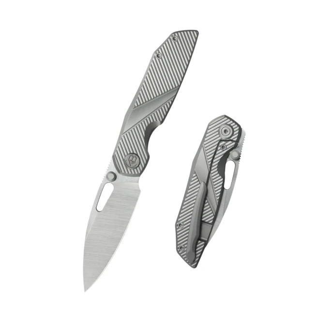 KB Sear Folding Folding Knife Gray Titanium Handle Satin S90V Blade KB457A