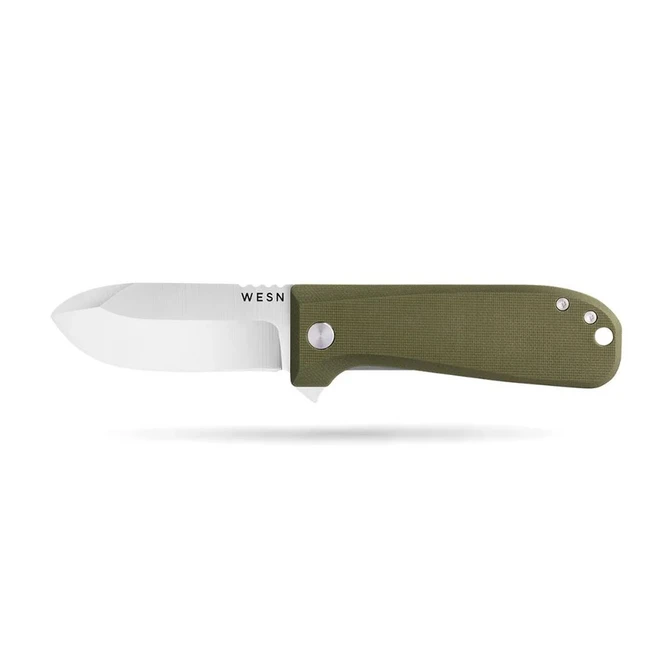 WESN The Allman Folding Knife OD Green G10 Handle S35VN Drop Point Plain Edge WESN04-2