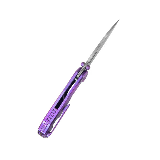 KB Sear Folding Knife Crystalized Purple Titanium Handle Satin