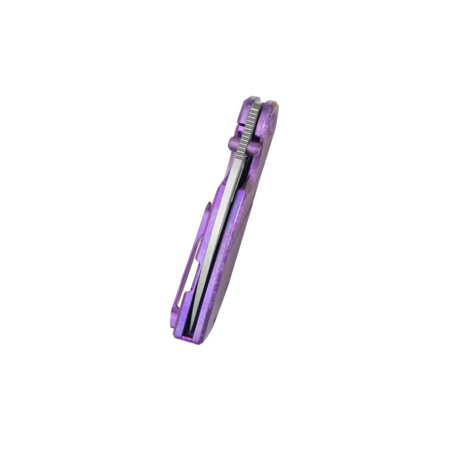 KB Sear Folding Knife Crystalized Purple Titanium Handle Satin
