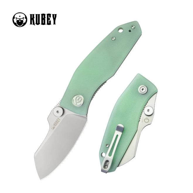 Kubey Monsterdog Liner Lock Folding Knife Jade G10 Handle 14C28N Plain Edge Beadblast Finish KU337L