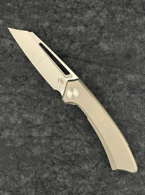 Gecko Customz Pictus Reg V2 Folding Knife Micro Milled Titanium Handle Satin S90V Blade