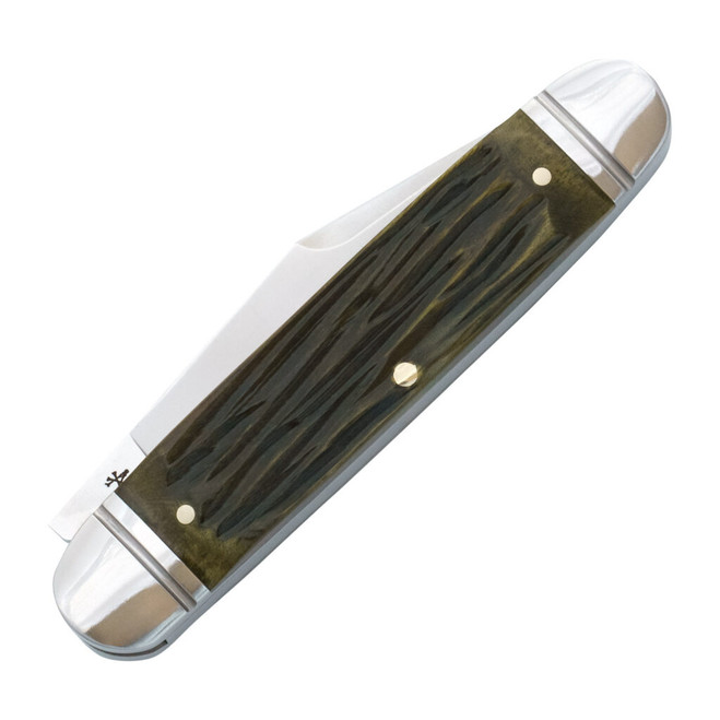 RoseCraft Birchfield Camp Slip Joint Jack Green Jigged Bone 14C28N