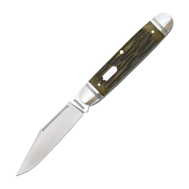 RoseCraft Birchfield Camp Slip Joint Jack Green Jigged Bone 14C28N