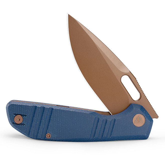 Trivisa Folding Knife Blue Micarta Handle 14C28N Plain Edge Rose