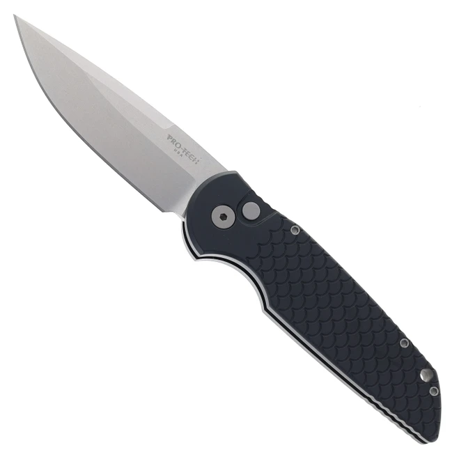 Pro-Tech Automatic Tactical Response TR-3-X1-SW Black Fish Scale Aluminum Handle Stonewashed 154CM Blade