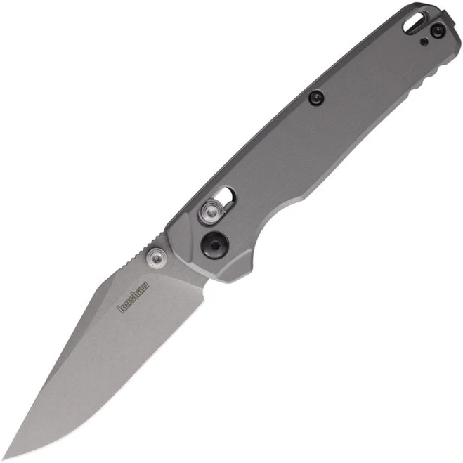 Kershaw Bel Air Folding Knife Gray Aluminum Handle Magnacut Clip Point Plain Edge 6106GRY