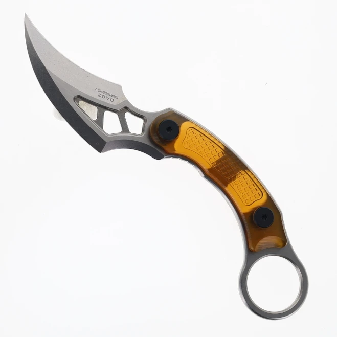 Maxace Snow Wolf Fixed Blade Knife Yellow PEI Handle 10Cr15CoMoV Plain Edge Satin Finish OA03-2-B