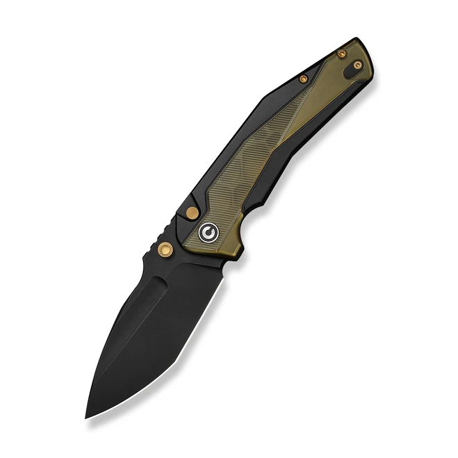 Civivi Wellmax Limited Edition Folding Knife Black Aluminum/Polished Yellow Ultem Handle 14C28N Plain Edge Black Stonewash Finish C24008C-2
