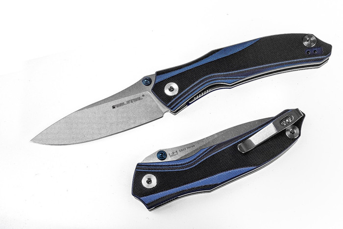 Real Steel E802 Horus Knife Blue Black G10 Handle 14C28N Plain Edge RS7432