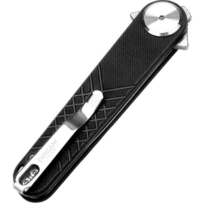 Dreamtech Button Lock Folding Knife Black G10 Handle 14C28N Dagger