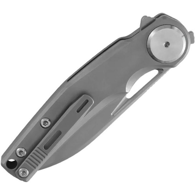 Deamtech Button Lock Folding Knfe Gray Titanium Handle 14C28N