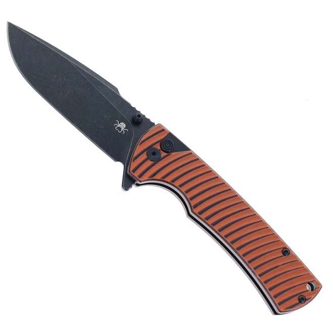 Klaken Folding Knife Orange G10 Handle D2 Plain Edge Black Stonewash Finish J394-Breakline-Blk-Org
