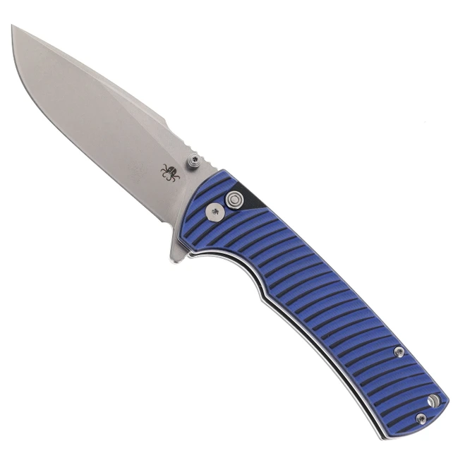 Klaken Folding Knife Blue G10 Handle D2 Plain Edge Satin Finish J394-Breakline-Sat-Blu