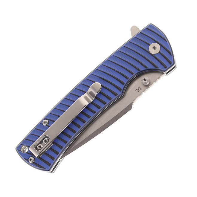 Klaken Folding Knife Blue G10 Handle D2 Plain Edge Satin Finish